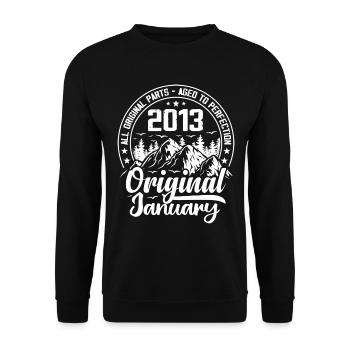 janvier 2013 Original 11 Ans Cadeau Anniversaire - Sweat-shirt Unisexe - noir - Devant - Alina (178cm) & Michal (187cm)