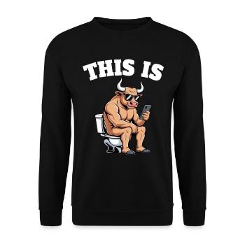 Taureau Humour Toilettes Sarcasme - Sweat-shirt Unisexe - noir - Devant - Alina (178cm) & Michal (187cm)