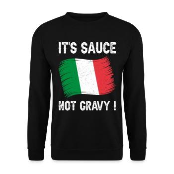 Italienische Ausdrucks-Humor-Soße - Unisex Pullover - Schwarz - Vorne - Alina (178cm) & Michal (187cm)