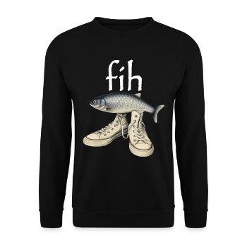 Poisson Mal Écrit Poisson Meme Fih - Sweat-shirt Unisexe - noir - Devant - Alina (178cm) & Michal (187cm)