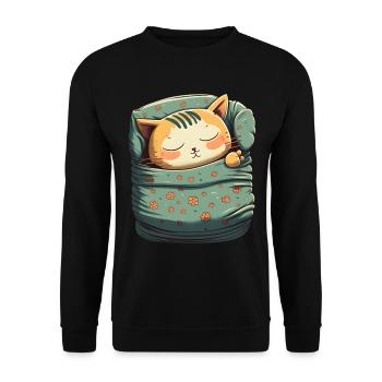Cadeau de sommeil pour chat Kawaii - Sweat-shirt Unisexe - noir - Devant - Alina (178cm) & Michal (187cm)