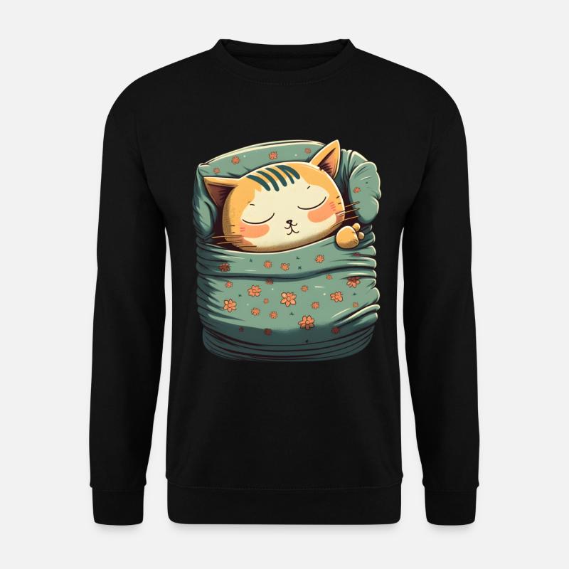 Kawaii Katze schlafen Geschenk - Unisex Pullover - Schwarz