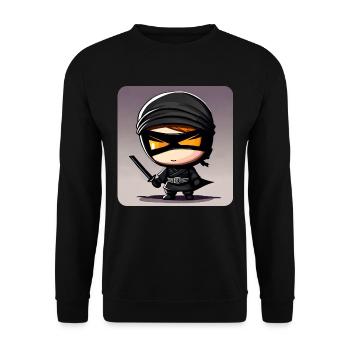 Cute little ninja with katana sword - Unisex Sweatshirt - black - Front - Alina (178cm) & Michal (187cm)