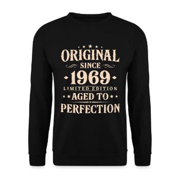 Cadeau d’anniversaire Vintage original 1969 - Sweat-shirt Unisexe - noir - Devant - Alina (178cm) & Michal (187cm)