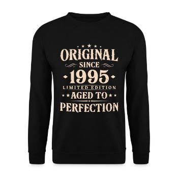 Original Since 1995 Vintage Birthday Gift - Unisex Sweatshirt - black - Front - Alina (178cm) & Michal (187cm)