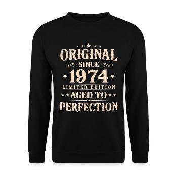 Original depuis 1974 Vintage cadeau d’anniversaire - Sweat-shirt Unisexe - noir - Devant - Alina (178cm) & Michal (187cm)