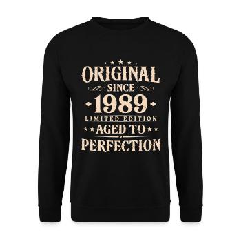 Original 1989 Vintage cadeau d’anniversaire - Sweat-shirt Unisexe - noir - Devant - Alina (178cm) & Michal (187cm)