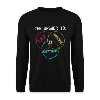 The answer is 42 - Unisex Pullover - Schwarz - Vorne - Alina (178cm) & Michal (187cm)