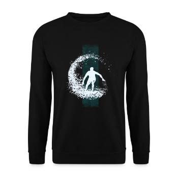 Surfer auf der Welle - Unisex Pullover - Schwarz - Vorne - Alina (178cm) & Michal (187cm)
