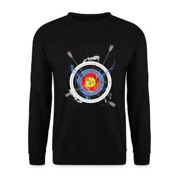 Bogenschütze - Unisex Pullover - Schwarz - Vorne - Alina (178cm) & Michal (187cm)