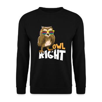 Owl right - Unisex Pullover - Schwarz - Vorne - Alina (178cm) & Michal (187cm)