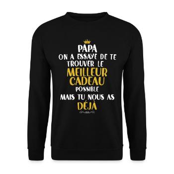 Papounet mon papa adoré - Sweat-shirt Unisexe - noir - Devant - Alina (178cm) & Michal (187cm)