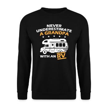 Never Underestimate A Grandpa With An RV - Unisex Pullover - Schwarz - Vorne - Alina (178cm) & Michal (187cm)