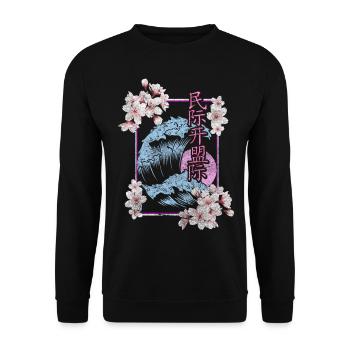 Cherry Blossom Asia Blossom Colorful - Unisex Sweatshirt - black - Front - Alina (178cm) & Michal (187cm)