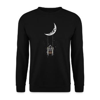 Moon Swing, Space Travel, Space Travel Gifts - Unisex Sweatshirt - black - Front - Alina (178cm) & Michal (187cm)