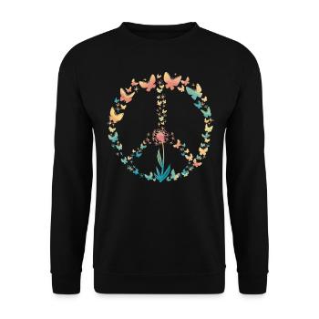 Peace Love Butterfly Pusteflower 70s retro - Unisex Sweatshirt - black - Front - Alina (178cm) & Michal (187cm)