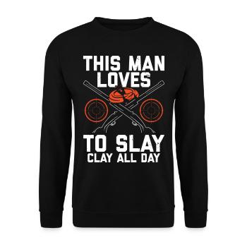 Tontaubenschießen Sprüche | Skeet Hobby Geschenke - Unisex Pullover - Schwarz - Vorne - Alina (178cm) & Michal (187cm)