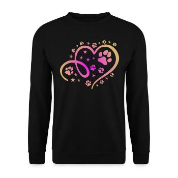 Herz mit Pfötchen und Sternen - Unisex Pullover - Schwarz - Vorne - Alina (178cm) & Michal (187cm)