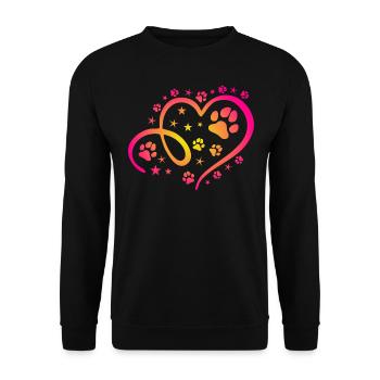 Herz mit Pfötchen und Sternen - Unisex Pullover - Schwarz - Vorne - Alina (178cm) & Michal (187cm)