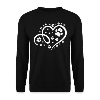 Herz mit Pfötchen und Sternen - Unisex Pullover - Schwarz - Vorne - Alina (178cm) & Michal (187cm)