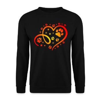 Herz mit Pfötchen und Sternen - Unisex Pullover - Schwarz - Vorne - Alina (178cm) & Michal (187cm)