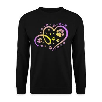Herz mit Pfötchen und Sternen - Unisex Pullover - Schwarz - Vorne - Alina (178cm) & Michal (187cm)