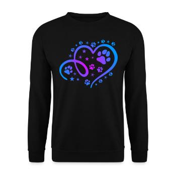 Herz mit Pfötchen und Sternen - Unisex Pullover - Schwarz - Vorne - Alina (178cm) & Michal (187cm)