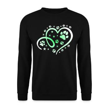 Herz mit Pfötchen und Sternen - Unisex Pullover - Schwarz - Vorne - Alina (178cm) & Michal (187cm)