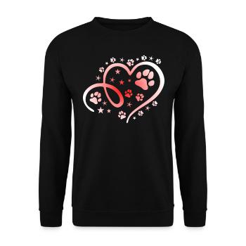Herz mit Pfötchen und Sternen - Unisex Pullover - Schwarz - Vorne - Alina (178cm) & Michal (187cm)
