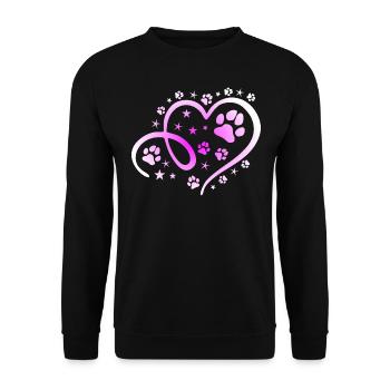 Herz mit Pfötchen und Sternen - Unisex Pullover - Schwarz - Vorne - Alina (178cm) & Michal (187cm)