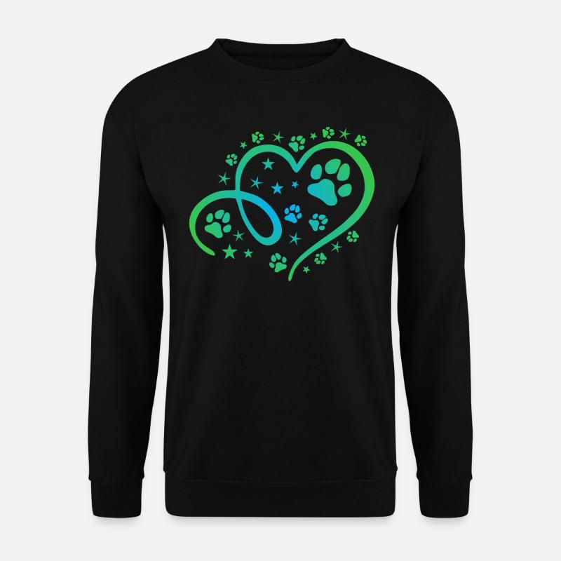 Herz mit Pfötchen und Sternen - Unisex Pullover - Schwarz
