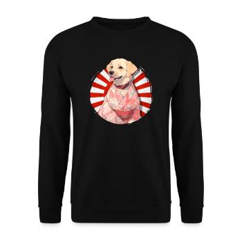 Chien mignon portant un kimono - Chemise d’anime - Sweat-shirt Unisexe - noir - Devant - Alina (178cm) & Michal (187cm)