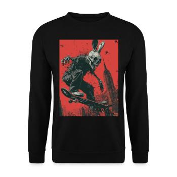 Creepy Bunny - Skull, Skelett, Totenkopf, Skater - Unisex Pullover - Schwarz - Vorne - Alina (178cm) & Michal (187cm)