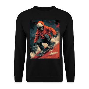 Creepy Skull - Skull, Skelett, Totenkopf, Skater - Unisex Pullover - Schwarz - Vorne - Alina (178cm) & Michal (187cm)