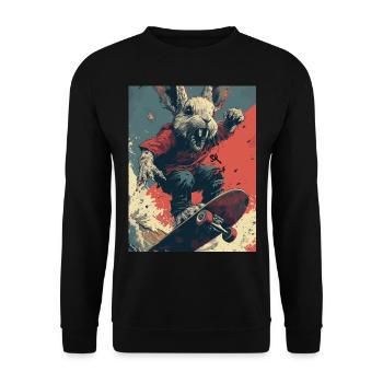Creepy Bunny - Skull, Skelett, Totenkopf, Skater - Unisex Pullover - Schwarz - Vorne - Alina (178cm) & Michal (187cm)