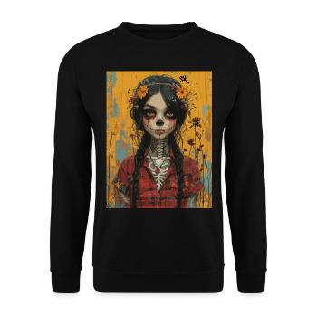 The Woman - Skull, Totenkopf, Pentagramm - Unisex Pullover - Schwarz - Vorne - Alina (178cm) & Michal (187cm)