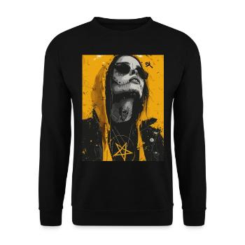 The Woman - Skull, Totenkopf, Pentagramm - Unisex Pullover - Schwarz - Vorne - Alina (178cm) & Michal (187cm)