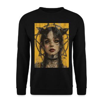 The Woman - Skull, Totenkopf, Pentagramm - Unisex Pullover - Schwarz - Vorne - Alina (178cm) & Michal (187cm)