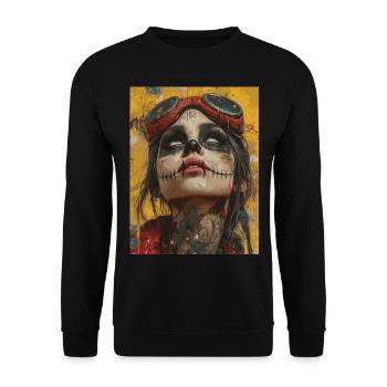 The Woman - Skull, Totenkopf, Pentagramm - Unisex Pullover - Schwarz - Vorne - Alina (178cm) & Michal (187cm)