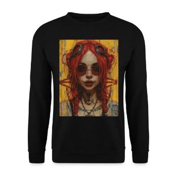 The Woman - Skull, Totenkopf, Pentagramm - Unisex Pullover - Schwarz - Vorne - Alina (178cm) & Michal (187cm)