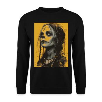 The Woman - Skull, Totenkopf, Pentagramm - Unisex Pullover - Schwarz - Vorne - Alina (178cm) & Michal (187cm)