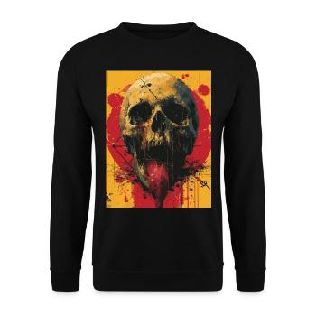 Dark Skull -Totenkopf, Horrormotiv - Unisex Pullover - Schwarz - Vorne - Alina (178cm) & Michal (187cm)