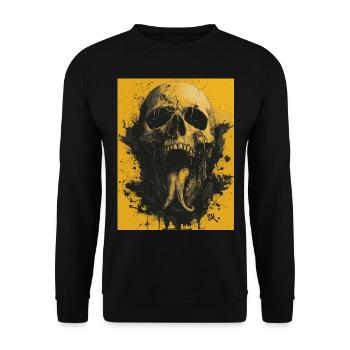 Dark Skull -Totenkopf, Horrormotiv - Unisex Pullover - Schwarz - Vorne - Alina (178cm) & Michal (187cm)
