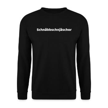 Schnäppchenjäger auf Sächsisch - Unisex Pullover - Schwarz - Vorne - Alina (178cm) & Michal (187cm)