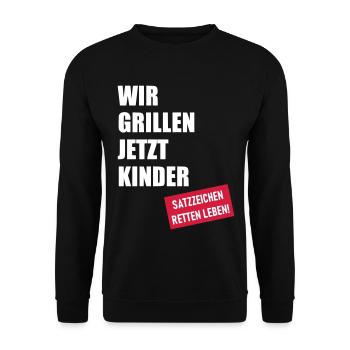 Wir grillen jetzt Kinder - Unisex Pullover - Schwarz - Vorne - Alina (178cm) & Michal (187cm)