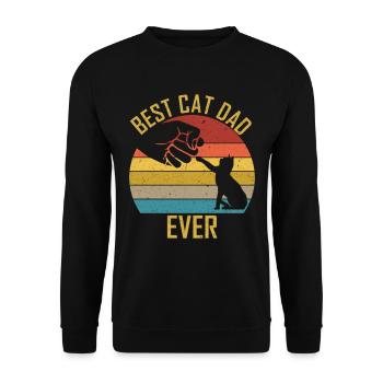 Katzenpapa Best cat dad ever retro Katzenmotiv - Unisex Pullover - Schwarz - Vorne - Alina (178cm) & Michal (187cm)