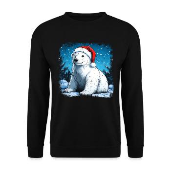 Père Noël Ours polaire - Sweat-shirt Unisexe - noir - Devant - Alina (178cm) & Michal (187cm)