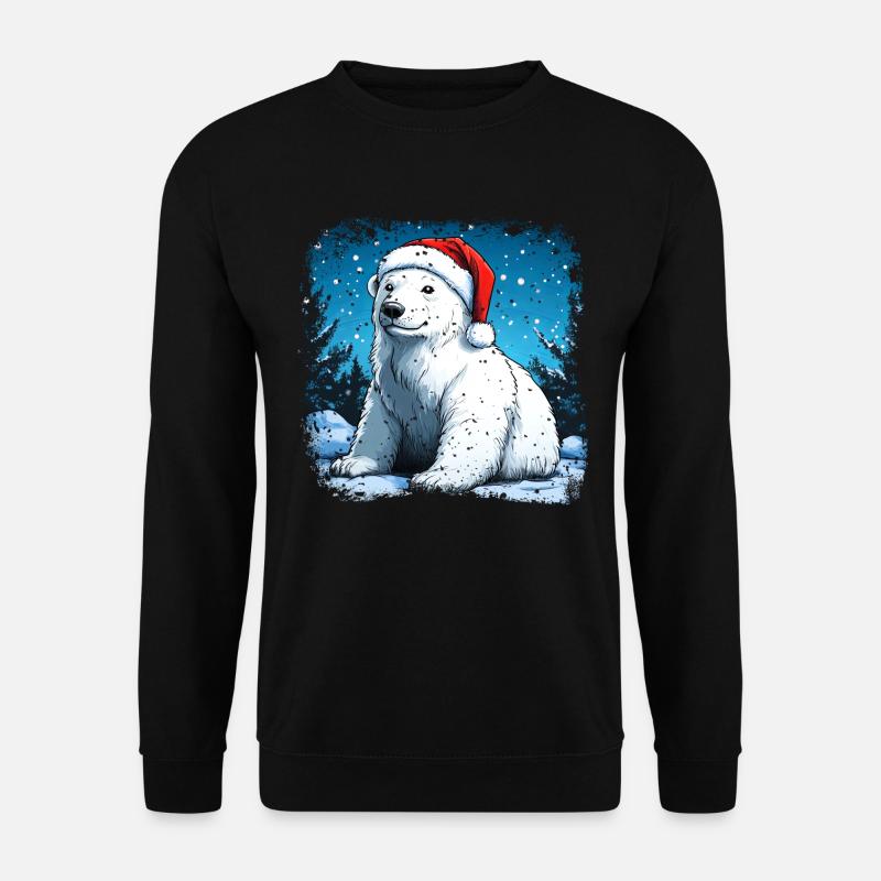 Weihnachtsmann Eisbär - Unisex Pullover - Schwarz