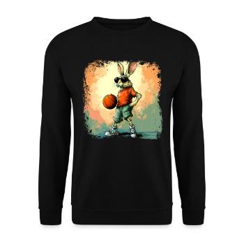 Lapin Basket-ball / Basketteur Lapin - Sweat-shirt Unisexe - noir - Devant - Alina (178cm) & Michal (187cm)