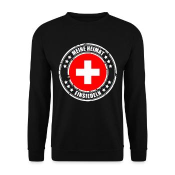 MY HOMETOWN EINSIEDELN - Unisex Sweatshirt - black - Front - Alina (178cm) & Michal (187cm)